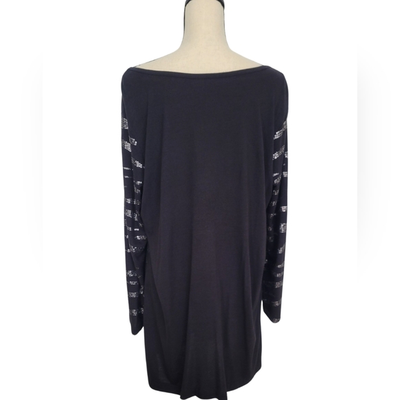 JOAN VASS Black Animal Sequin Long Sleeve Blouse Tunic - XL - Picture 3 of 5